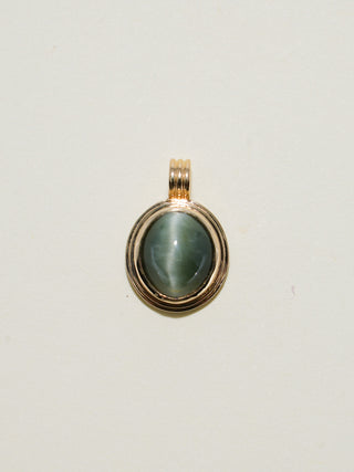 Clawed Up Catseye Triple Oval Cabochon Charm in Yellow 14k Gold