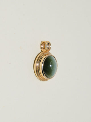 Clawed Up Catseye Triple Oval Cabochon Charm in Yellow 14k Gold