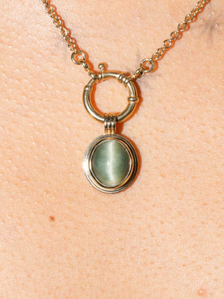 Clawed Up Catseye Triple Oval Cabochon Charm in Yellow 14k Gold