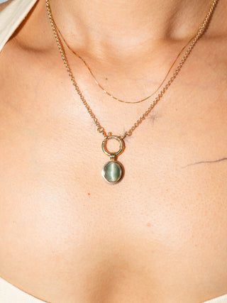 Clawed Up Catseye Triple Oval Cabochon Charm in Yellow 14k Gold