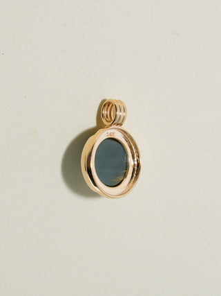 Whiskers Catseye Triple Oval Cabochon Charm in Yellow 14k Gold