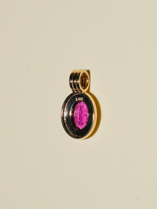 Raspberry Fiz Rhodolite Triple Oval Cut Charm in Yellow 14k Gold
