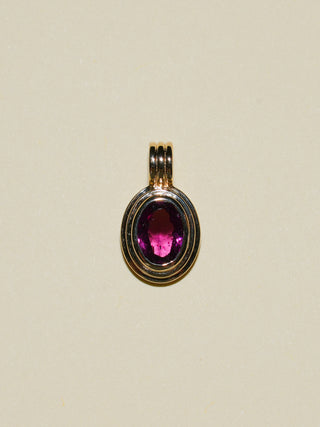 Raspberry Fiz Rhodolite Triple Oval Cut Charm in Yellow 14k Gold