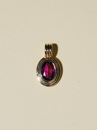 Raspberry Fiz Rhodolite Triple Oval Cut Charm in Yellow 14k Gold