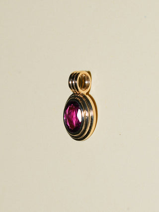 Raspberry Fiz Rhodolite Triple Oval Cut Charm in Yellow 14k Gold