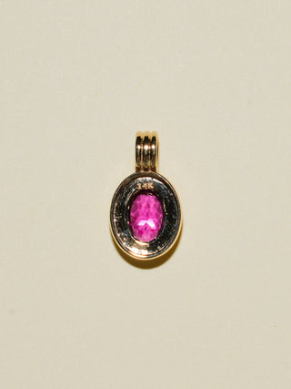Raspberry Fiz Rhodolite Triple Oval Cut Charm in Yellow 14k Gold
