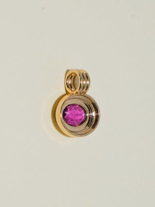 Ponky Rhodolite Triple East to West Oval Cut Charm in Yellow 14k Gold