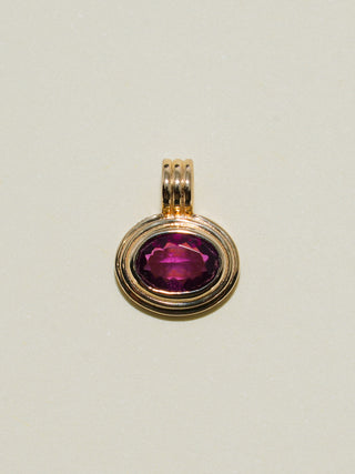 Ponky Rhodolite Triple East to West Oval Cut Charm in Yellow 14k Gold