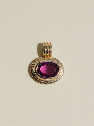 Ponky Rhodolite Triple East to West Oval Cut Charm in Yellow 14k Gold