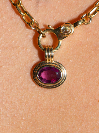 Ponky Rhodolite Triple East to West Oval Cut Charm in Yellow 14k Gold