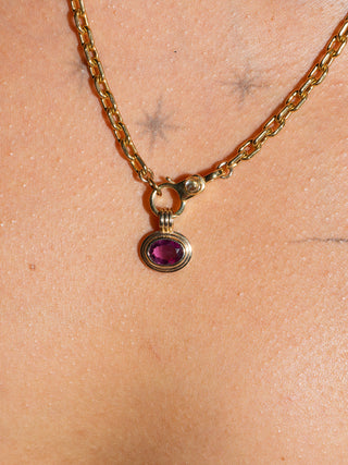 Ponky Rhodolite Triple East to West Oval Cut Charm in Yellow 14k Gold