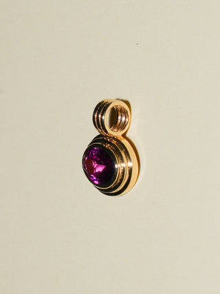 Fuzzy Plum Rhodolite Triple East to West Oval Cut Charm in Yellow 14k Gold