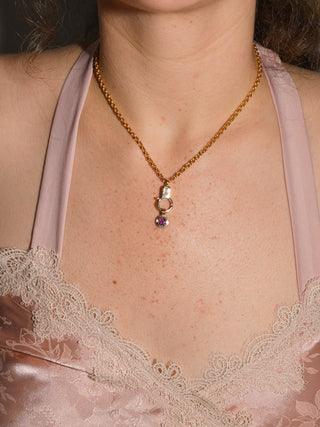 Hibi Sour Rhodolite Triple Round Cut Charm in Yellow 14k Gold