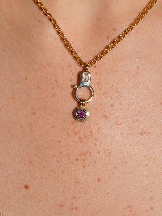 Hibi Sour Rhodolite Triple Round Cut Charm in Yellow 14k Gold