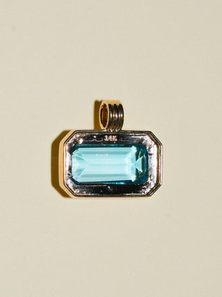 On The Horizon Sky Blue Topaz Triple East to West Emerald Cut Charm in Yellow 14k Gold