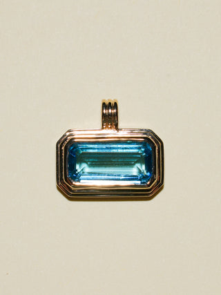 On The Horizon Sky Blue Topaz Triple East to West Emerald Cut Charm in Yellow 14k Gold