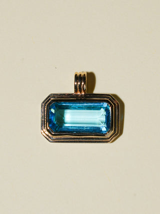 On The Horizon Sky Blue Topaz Triple East to West Emerald Cut Charm in Yellow 14k Gold