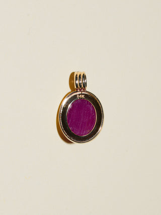 Rubaby Ruby Triple Oval Cabochon Charm in Yellow 14k Gold