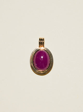 Rubaby Ruby Triple Oval Cabochon Charm in Yellow 14k Gold