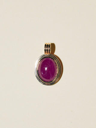 Rubaby Ruby Triple Oval Cabochon Charm in Yellow 14k Gold