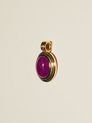 Rubaby Ruby Triple Oval Cabochon Charm in Yellow 14k Gold