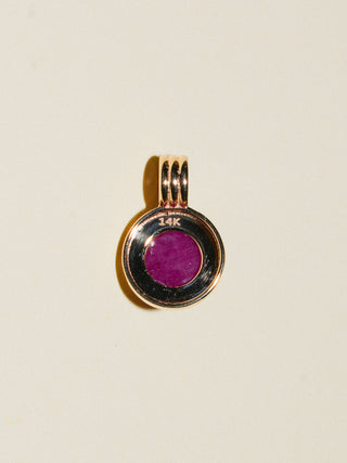Mess with the Crab Ruby Triple Round Cabochon Charm in Yellow 14k Gold