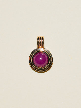 Mess with the Crab Ruby Triple Round Cabochon Charm in Yellow 14k Gold