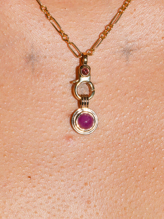 Mess with the Crab Ruby Triple Round Cabochon Charm in Yellow 14k Gold