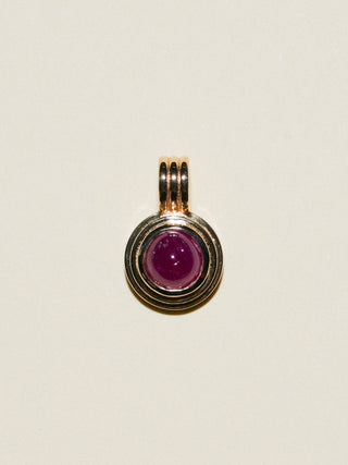 Crab Claws Ruby Triple Round Cabochon Charm in Yellow 14k Gold