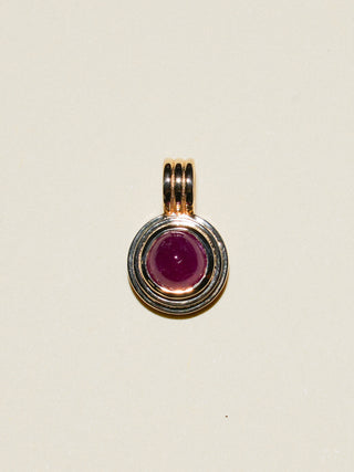 Crab Claws Ruby Triple Round Cabochon Charm in Yellow 14k Gold