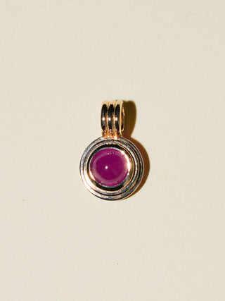 Love July Ruby Triple Round Cabochon Charm in Yellow 14k Gold