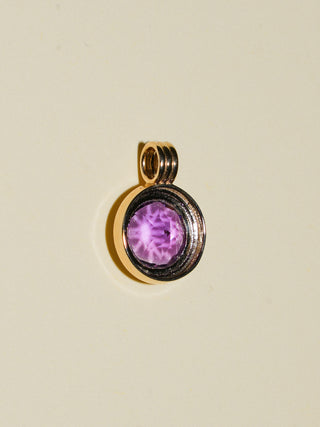Grape Soda Amethyst Triple Round Cut Charm in Yellow 14k Gold