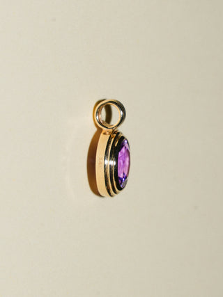 Grape Soda Amethyst Triple Round Cut Charm in Yellow 14k Gold