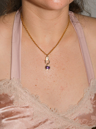 Grape Soda Amethyst Triple Round Cut Charm in Yellow 14k Gold