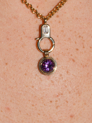Grape Soda Amethyst Triple Round Cut Charm in Yellow 14k Gold