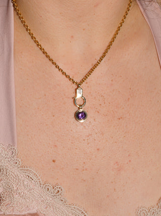 Grape Soda Amethyst Triple Round Cut Charm in Yellow 14k Gold
