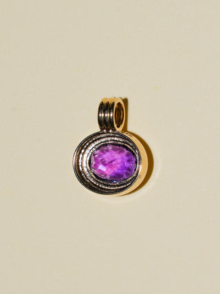 Grape Escape Amethyst Triple East to West Oval Cut Charm in Yellow 14k Gold