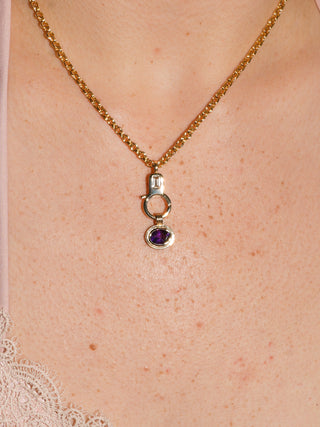 Grape Escape Amethyst Triple East to West Oval Cut Charm in Yellow 14k Gold