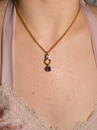 Grape Escape Amethyst Triple East to West Oval Cut Charm in Yellow 14k Gold