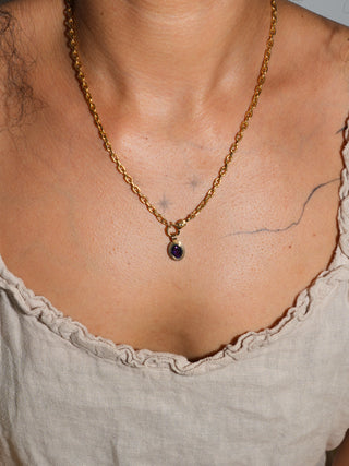 Razzle Amethyst Triple Oval Cut Charm in Yellow 14k Gold