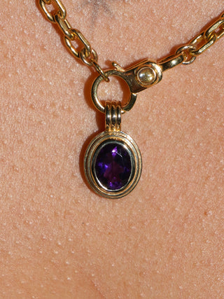 Razzle Amethyst Triple Oval Cut Charm in Yellow 14k Gold