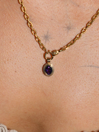 Razzle Amethyst Triple Oval Cut Charm in Yellow 14k Gold
