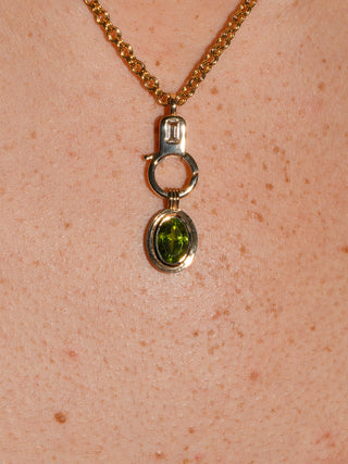 Lime Crime Peridot Triple Oval Cut Charm in Yellow 14k Gold