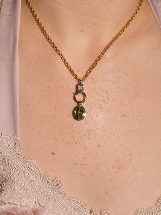 Lime Crime Peridot Triple Oval Cut Charm in Yellow 14k Gold