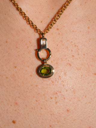 Lush Meadow Peridot Triple East to West Oval Cut Charm in Yellow 14k Gold