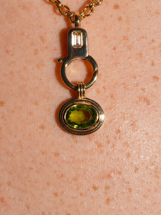 Lush Meadow Peridot Triple East to West Oval Cut Charm in Yellow 14k Gold