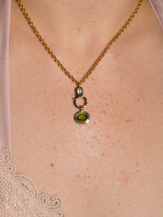 Lush Meadow Peridot Triple East to West Oval Cut Charm in Yellow 14k Gold