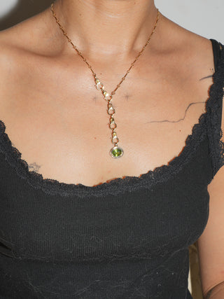 Salp Peridot Triple East to West Oval Cut Charm in Yellow 14k Gold