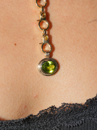 Salp Peridot Triple East to West Oval Cut Charm in Yellow 14k Gold