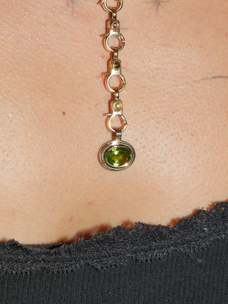 Salp Peridot Triple East to West Oval Cut Charm in Yellow 14k Gold
